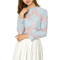 thumbnail image 2 of INSPIRE CHIC Women's Crochet Lace See Through Floral Ruffle Neck Blouse, 2 of 7