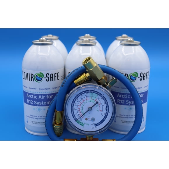 Arctic air for R12a systems, 6 cans and charging gauge, R-12, R12a