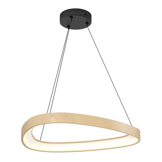 Artika Bjorn LED Pendant Light with a matte black canopy and painted wood-effect frame, featuring an irregular shape. The integrated LED diffuser provides 2,300 lumens of dimmable light with selectable white tones. Perfect for modern pendant lighting in entryways, kitchens, or dining areas.