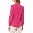 thumbnail image 3 of INSPIRE CHIC Women's Stand Collar Pleated Button Keyhole Button Blouse, 3 of 6