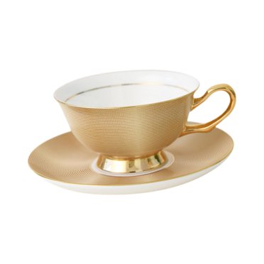 Xingzhi Ceramic Tea Cup and Saucer Set Vintage Mug Latte for Kitchen Gift Restaurant gold