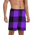 thumbnail image 2 of Vsdgher Shorts de Pyjama à Carreaux Violets pour Hommes Bas de Pyjama Légers avec Poches-4TG, 2 of 6