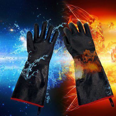 TIMIFIS Bbq Glove- Grill Bbq Gloves Heat Cooking Barbecue Gloves Grilling Gloves for Fryer Baking Oven Oil Neoprene Coating with Long Sleeve Kitchen Appliances