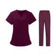 thumbnail image 4 of Bunblic Women's Scrub Set, V-Neck, Short Sleeve, Red, L, 4 of 8