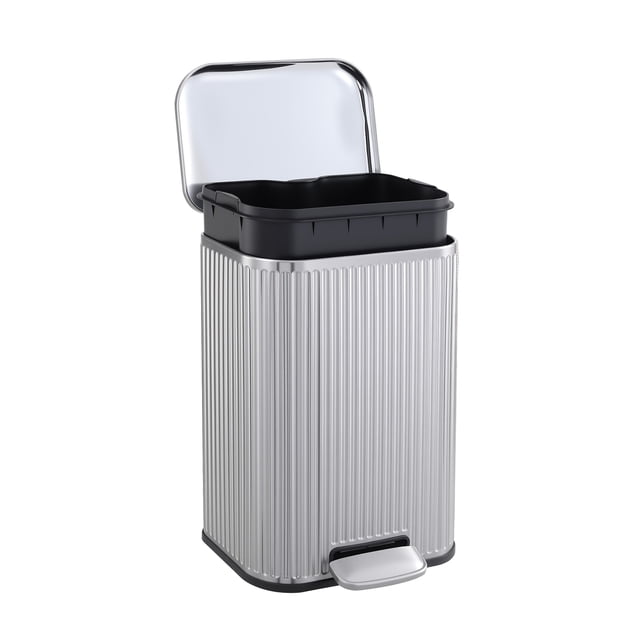 20L Stainless Steel Step Trash Can – Rectangular Waste Bin with Soft-Close Lid, Removable Inner Bucket and Fingerprint-Resistant Finish for Kitchen, Bathroom and Office – 32.5 × 27.8 × 48 cm