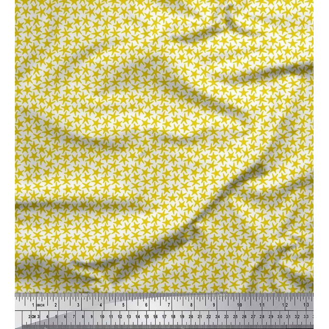 Soimoi polyester Crepe Fabric Stars Star Print Fabric by the Yard 42 Inch Wide