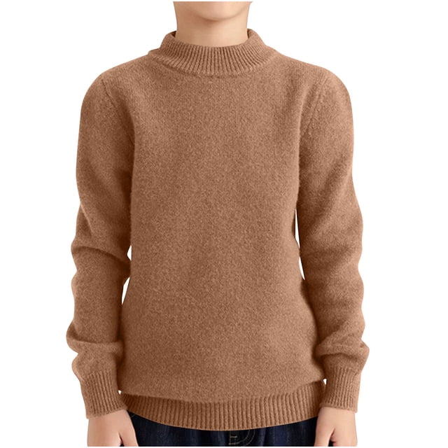 Posijego 4-18 Years Girls Boys Sweaters Crew Neck Solid Color Long Sleeve Knit Pullover Tops Fall Winter Clothes