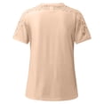 thumbnail image 5 of EQWLJWE Hauts pour Femmes 2023 Été Femmes Dames Uni Manches Courtes Col Rond Chandail à Enfiler Hauts en Dentelle Chemises Blouse Hauts pour Femmes Liquidation, 5 of 5