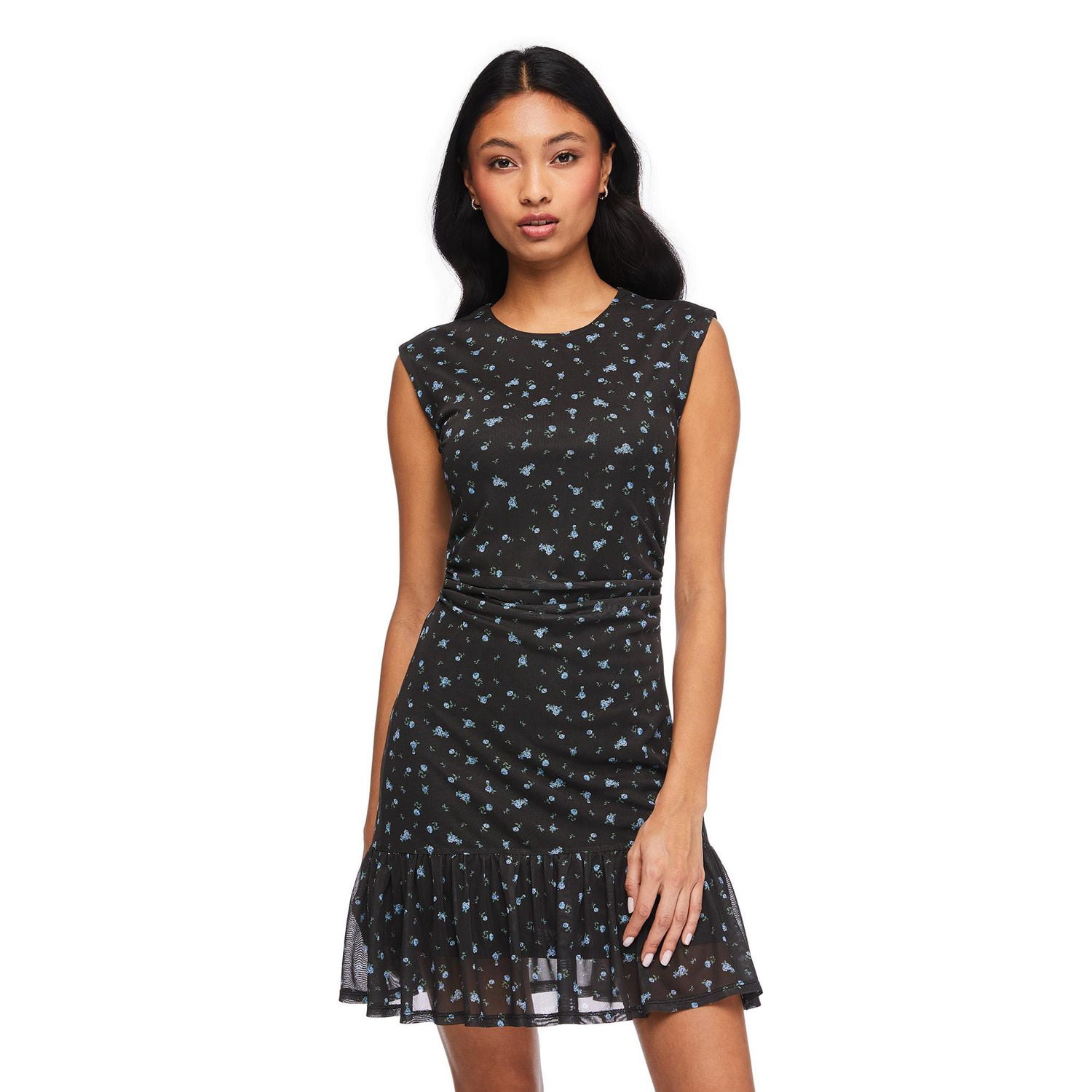 No Boundaries Women's Ruffle Mesh Dress