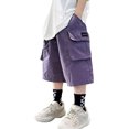 thumbnail image 1 of Shorts Cargo pour Garçons Enfants, Shorts Décontractés Extensibles pour Jeunes Garçons, Bas Cargo d'Extérieur, 1 of 6