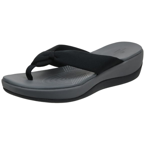 CLARKS Women's Arla Glison Flip-Flop, Black Fabric, 6 Medium US