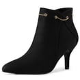 thumbnail image 1 of Unique Bargains Women's Pointy Toe Zipper Stiletto Heeled Ankle Booties Black 8, 1 of 7