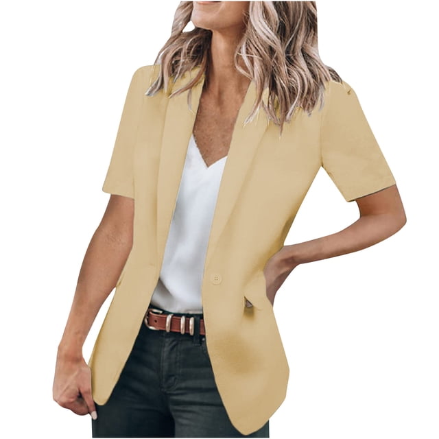 CEHVOM Cardigan pour Femme Aguichant à la Mode à Col en V Uni à Manches Courtes avec Poches Manteau Décontracté Liquidation