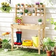 thumbnail image 2 of Costway Banc de Rempotage avec Plateau Rabattable, Étagères de Rangement pour Patio, Véranda, Balcon, Naturel, 2 of 10