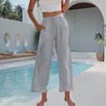 thumbnail image 4 of Summer Clearance 2025! Womens Plus Size Pants,Woman Fashion Solid Color Elastic Waist Drawstring Pocket Long Pants, 4 of 5