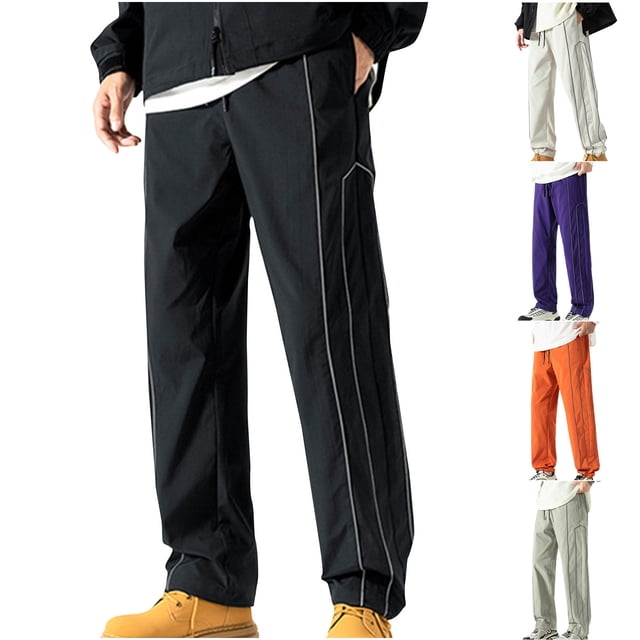 Styesk Men's Pants Men Outdoors Fashion Water Proofing Solid Casual Elastic Waist Pocket Cargo Pants