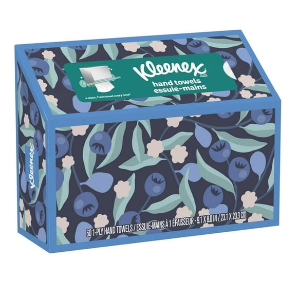 Kleenex Serviettes à Main 1 Épaisseur, 1 Boîte, 60 Serviettes
