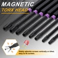 thumbnail image 4 of Uxcell 5pcs TT10 Torx Impact Screwdriver Bit 1/4" Hex Shank 3" Long Magnetic with Hole, 4 of 7