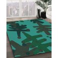 thumbnail image 3 of Ahgly Tapis Rectangulaire Lavable en Machine Intérieur Transitionnel Vert Sarcelle Profond, 3 Pieds x 5 Pieds, 3 of 7