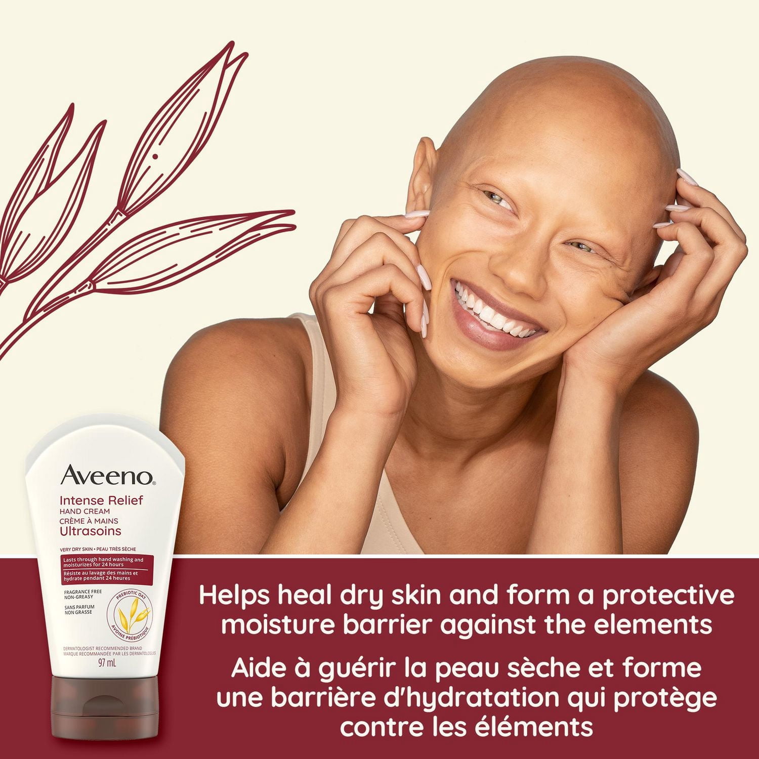 Aveeno Intense Relief Hand Cream, Very Dry Skin, Moisturizer, Paraben Free, Sensitive Skin, Non-Greasy