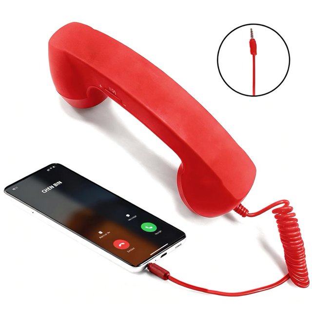 Lttoisl Universal Retro Phone Handset, Type C & 3.5mm Wired Handset for Landline & Mobile, Bluetooth Function for Video Calls, High-Fidelity Audio, Matte Black Finish