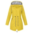 thumbnail image 1 of Kcodviy Womens Rain Jacket with Windbreaker Colorful Hood Lightweight Long Sleeve Top Jacket Windbreaker Zip Up Drawstring Plus Size Winter Coats Raincoat with Pockets, 1 of 6