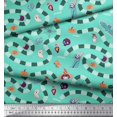 thumbnail image 2 of Soimoi Crepe Silk Fabric Spider Web,Bat & Ghost Halloween Printed Fabric 1 Yard 42 Inch Wide, 2 of 3