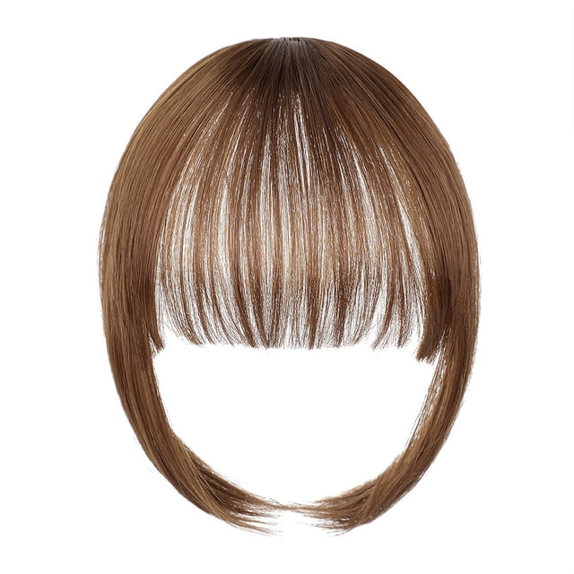 CHUANK Clip in Bangs Real Human Hair Fake Bangs Clip in Hair Extensions Clip on Bangs for Women Wispy Fringe Bangs Natural Hair Pieces for Daily Wear (Red Brown)