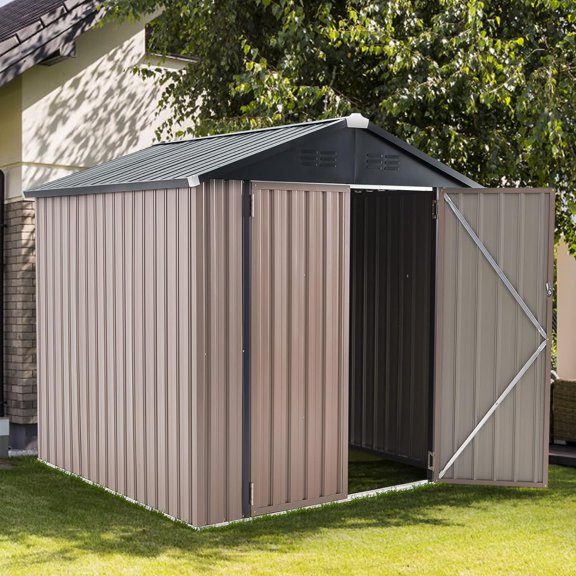 AECOJOY Abri de Rangement Extérieur 6 x 6 Pi avec Porte Verrouillable, Armoire en Métal pour Patio, Jardin, Cour Arrière, Gris