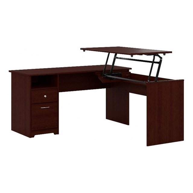 Bush Furniture Cabot Bureau Assis-Debout en L à 3 Positions de 60 Po en Cerisier Récolte