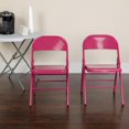 thumbnail image 1 of 4 Pk. HERCULES COLORBURST Series Shockingly Fuchsia Triple Braced & Double Hinged Metal Folding Chair, 1 of 8