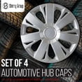 thumbnail image 2 of Wheel Cover Kit, 15 Inch Hubcaps Set of 4 Automotive Hub Caps with Universal Snap-On Retention Rings, 1-Tone ABS Plastic Silver Rim Covers for All Makes, Models (SG-5077-B-15), 2 of 7