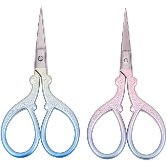 HLONK 2Inch Stainless Steel Scissors Silver Sewing Embroidery Scissors Small Precision Detail Scissors Vintage Shears Sharp Cutter for Fabric Paper Cutting Craft Art Work DIY Tool DIY