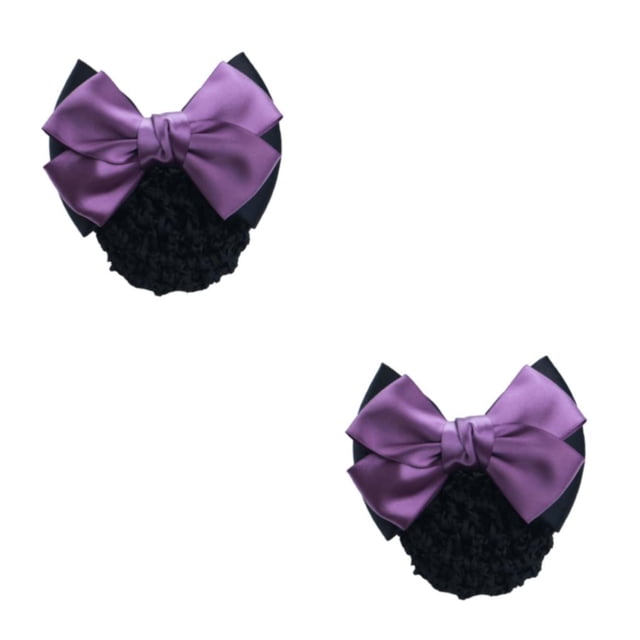 Transemion Wide Application Bow Work Hair Clips Snood Net For Stylish And Convenient Good Gifts Cloth Bowknot Hair Clip Hairnets Two-Bows-purple 2Set