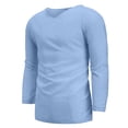 thumbnail image 4 of Leutsin Men's Long-sleeved V-neck Cotton And Linen Loose Shirt Pure Color Multi-size, 4 of 8