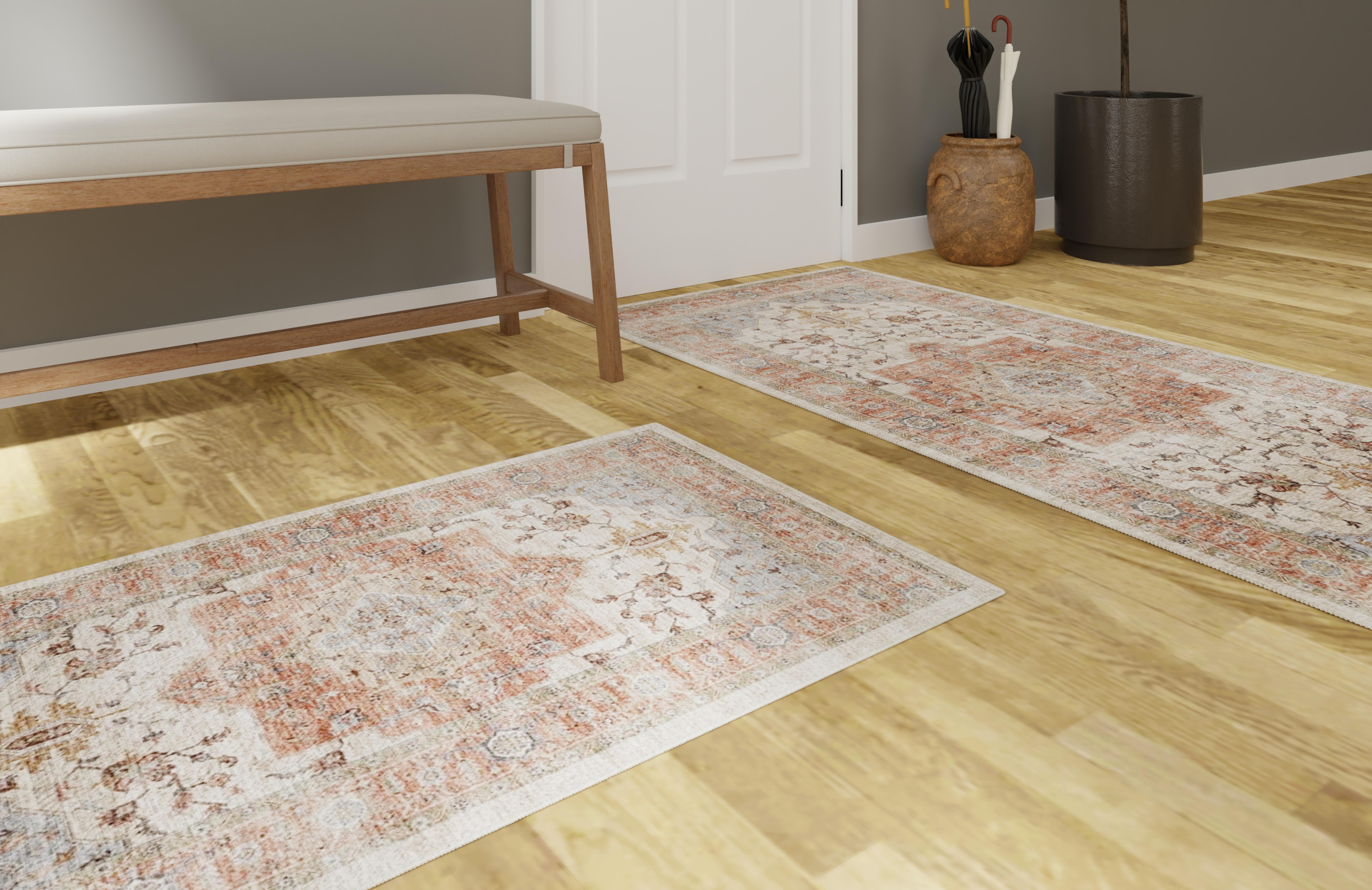Mainstays Ensemble de Tapis d’appoint lavables de style persan, rose, paquet de 2, 18 x 30 po et 24 x 48 po