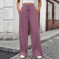 thumbnail image 1 of Ailaofu Womens Ribbed Wide Leg Lounge Pants with Pockets Casual Relaxed Comfy Loose Soft Knit Pajama Pants with Drawstring, 1 of 6