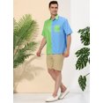 thumbnail image 3 of Chemises pour Hommes Lars Amadeus à Manches Courtes d'Été en Coton Patchwork à Boutons m Bleu Vert, 3 of 5