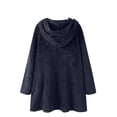 thumbnail image 4 of Women Printed Button Plush Tops Hooded Loose Cardigan Wool Coat Winter Jacket, 4 of 9