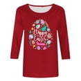 thumbnail image 4 of RKSTN Hauts Grande Taille pour Femmes Ufs de Pâques Mignons Imprimés Lapin Coupe Ample Col Rond Manches 3/4 Printemps Été Blouse Douce, 4 of 4
