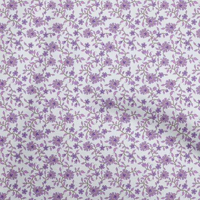 oneOone Velvet White Fabric Floral Sewing Craft Projects Fabric Prints By Yard 58 Inch Wide