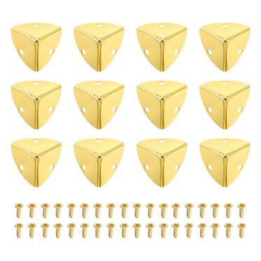 12 Pcs Metal Edge Guard, 23mm Decorative Box Corner Cover, Furniture Corner Edges Protector with Mounting Screws, Gold