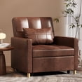 thumbnail image 2 of AECOJOY Fauteuil Convertible 3-en-1 80 cm (31,5 Po) avec Dossier Réglable et 2 Coussins - Brun Selle, 2 of 9