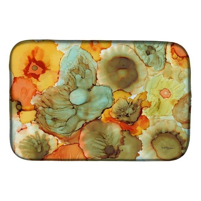 Carolines Treasures 8959DDM Abstract Flowers Teal & orange Dish Drying Mat