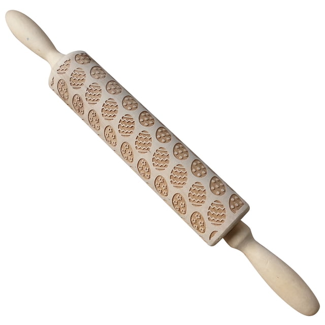 TIMIFIS Rolling Pin Wooden Easter Bunny Carrot Rolling Pin Printed Dough Stick Kitchen Gadgets