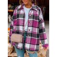 thumbnail image 2 of ORUYROP Womens Long Sleeve Plaid Shirts Flannel Lapel Button Down Shacket Jacket Coats, 2 of 6