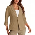 thumbnail image 4 of HongQid Women's Casual Single Button Front Blazer Ruched 3/4 Sleeve Notched Lapel Office Lightweight Blazers with Pockets, 4 of 4