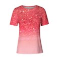 thumbnail image 4 of Jsaierl T-Shirts à Manches Courtes Dégradé Imprimé Scintillant Col Rond Fête Club Tops Été Tendance Décontracté, 4 of 4