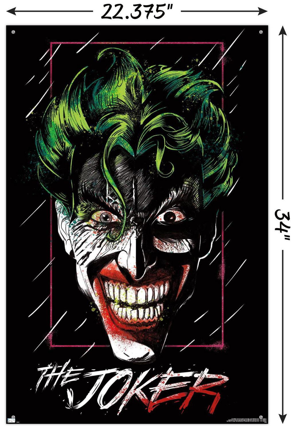 DC Comics - The Joker - Up Close Wall Poster, 14.725" x 22.375"