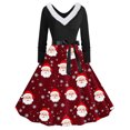 thumbnail image 1 of TIMIFIS Robes de Noël pour Femmes, Robes Maxi pour Femmes Robe Vintage de Vacances Manches Longues Col en V en Fourrure Robe Dos Nu, 1 of 3